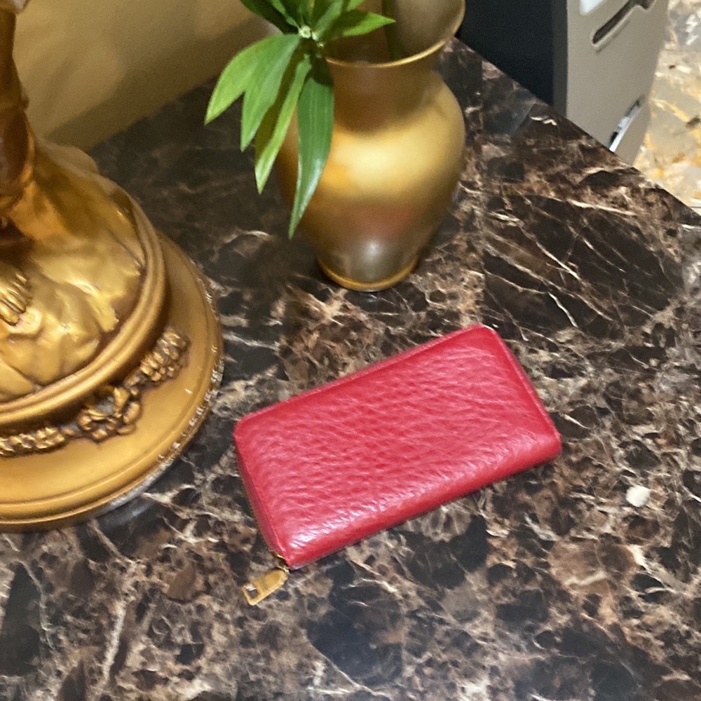 Large leather wallet burgundy color - Picture 4 of 14